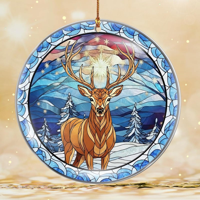 Hutato Deer Christmas Ornaments – Deer Ornament for Christmas Tree, Acrylic Deers Ornaments, Hanging Decoration, Beautiful Deer Lovers Gifts, Holiday Keepsake, Gift for Wildlife Lovers, Family, Friends - Image 1